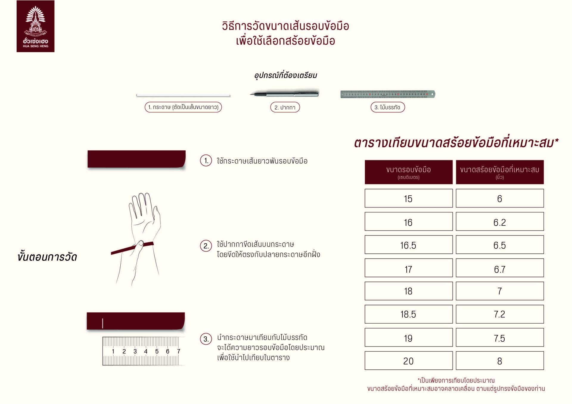 size guide bracelets